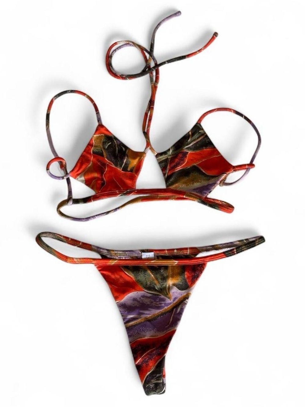 Women’s Red Multi-Color Bikini Set - Brand
